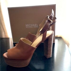 Michael Kors Brown Platform Slingback Sandals